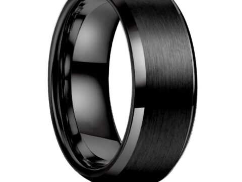 WATEFOER Anello Uomo 8mm Acciaio Inox Finitura Opaca e Bordo Lucido