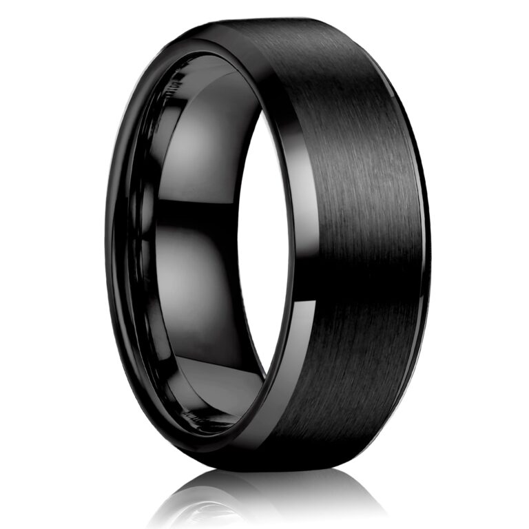 WATEFOER Anello Uomo 8mm Acciaio Inox Finitura Opaca e Bordo Lucido
