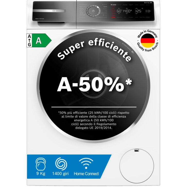 Bosch WGB24402IT Serie 8 Lavatrice Smart 9 kg Classe A-50% Inverter