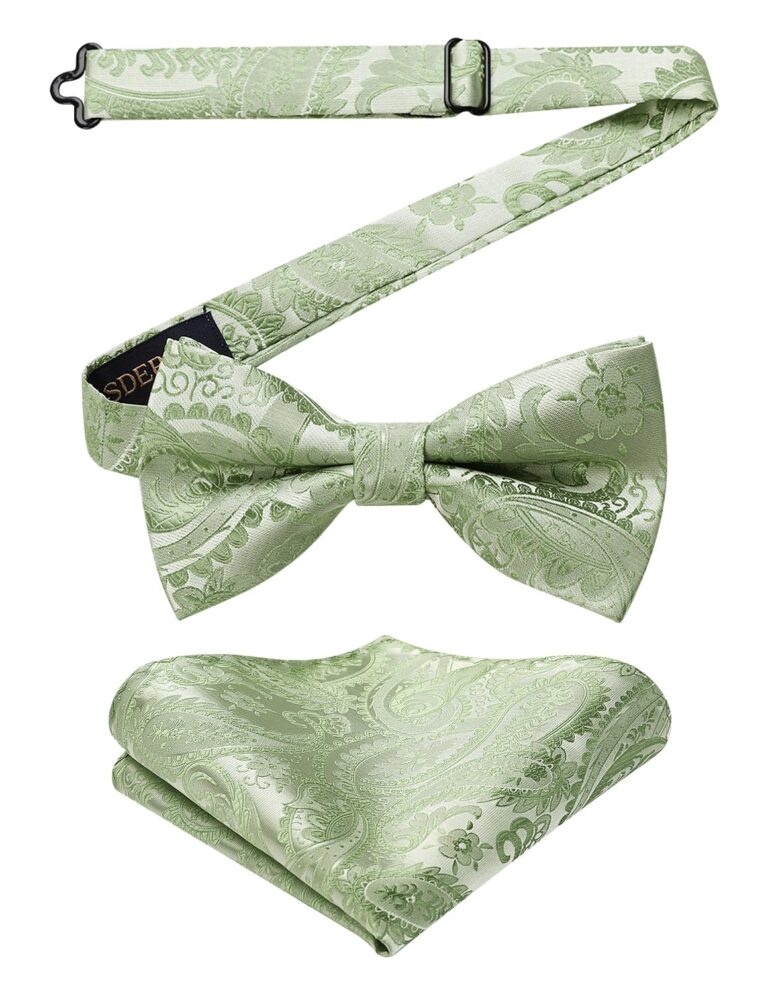 HISDERN Papillon Pre-Annodato e Fazzoletto da Taschino per Matrimonio