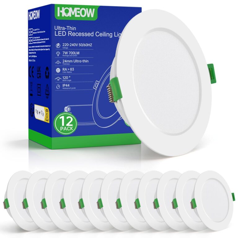 HOMEOW Faretti LED da Incasso 7W 4000K IP44 per Cartongesso – 12 pezzi