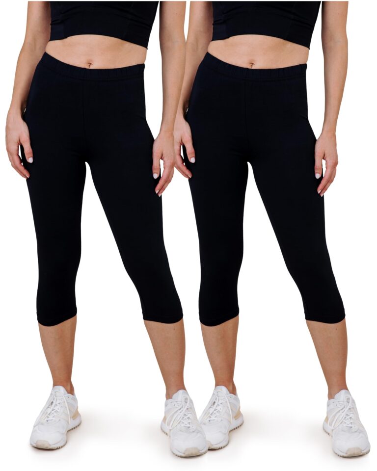 Stroebele SES Capri 3/4 Leggings Donna Cotone 2 pz Nero