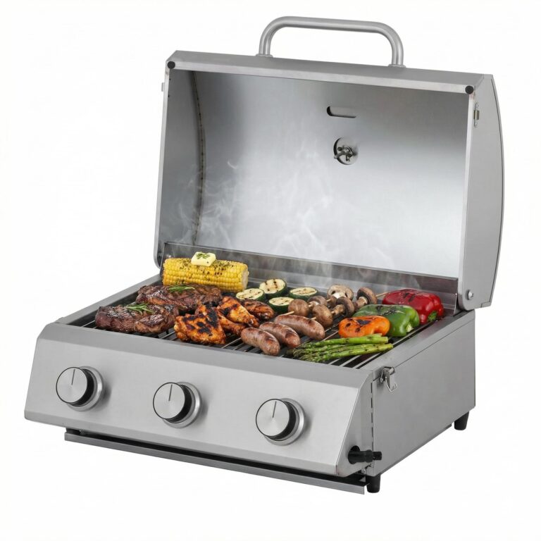 Tarrington House Barbecue a Gas con 3 bruciatori Cathan, Acciaio Inox, 6.6 kW, Coperchio con Termometro, Accensione Elettr...