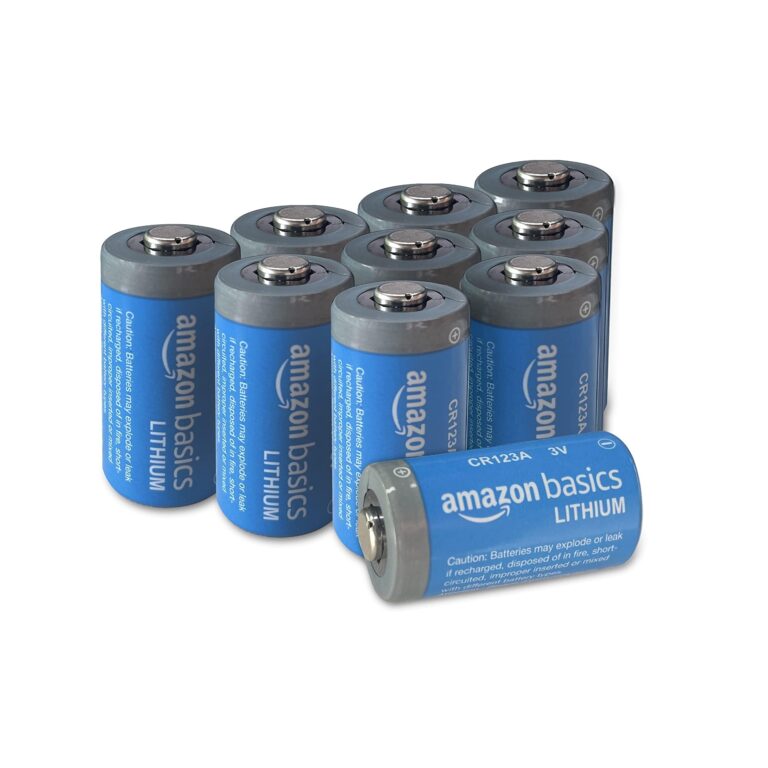 Amazon Basics Batterie al Litio CR123A 3V con durata 10 anni (10 pz)