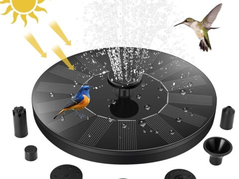 Jsdoin Pompa Solare per Fontana da Giardino con 7 Ugelli