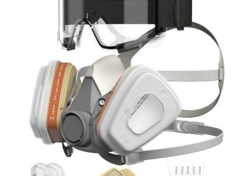 AIMAX Maschera Respiratoria con Filtro A1P2 e Occhiali Protettivi