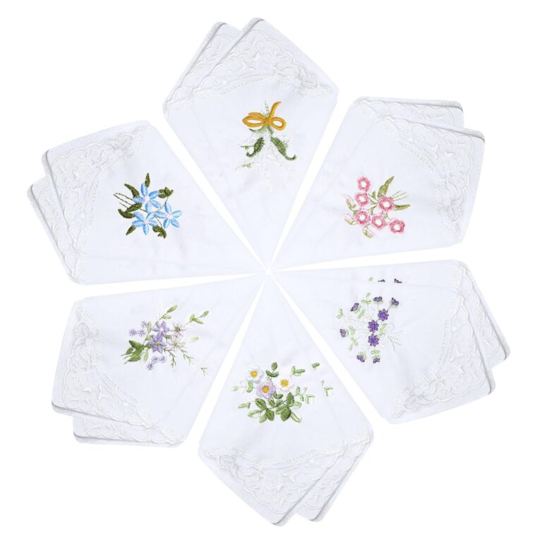 EUPSIIU 12 fazzoletti da donna in cotone floreale con pizzo ricamato