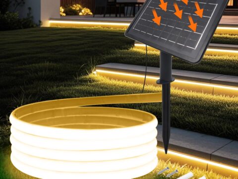 KISUFU Striscia LED Neon Solare 24V IP68 320 LED/m 8 Modalità