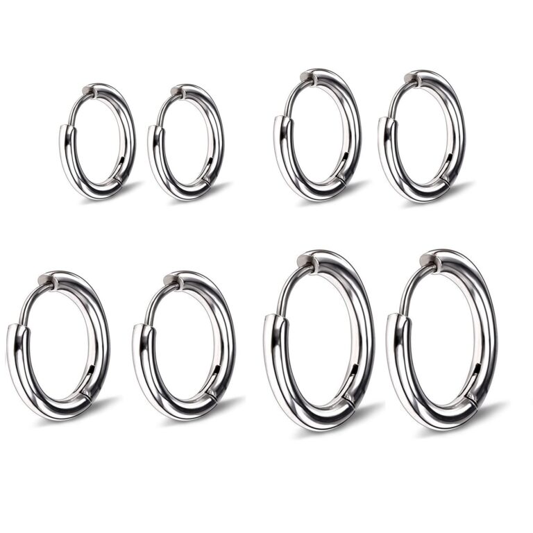 Set 4 paia orecchini a cerchio ipoallergenici 8-14 mm acciaio inox