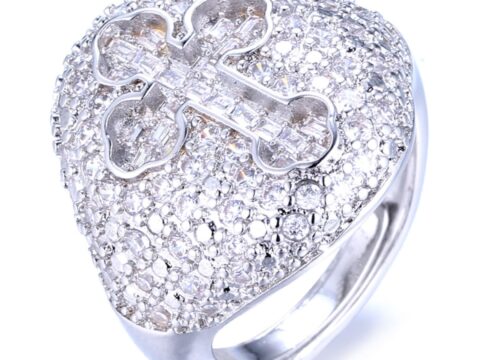 HALUKAKAH Anello iced out placcato oro 18k taglia regolabile