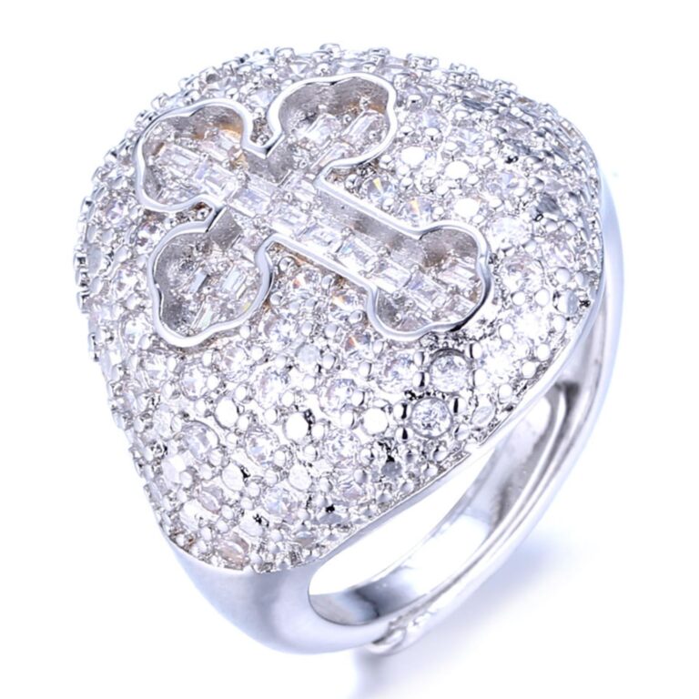 HALUKAKAH Anello iced out placcato oro 18k taglia regolabile