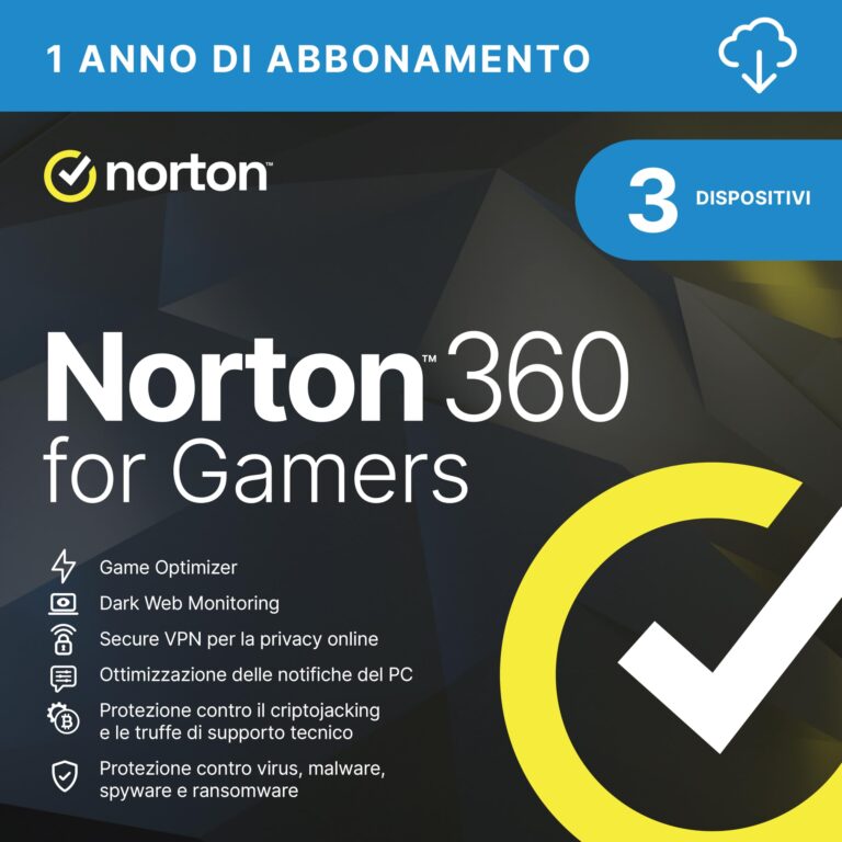 Norton 360 for Gamers 2026 – Antivirus per 3 Dispositivi, 1 Anno
