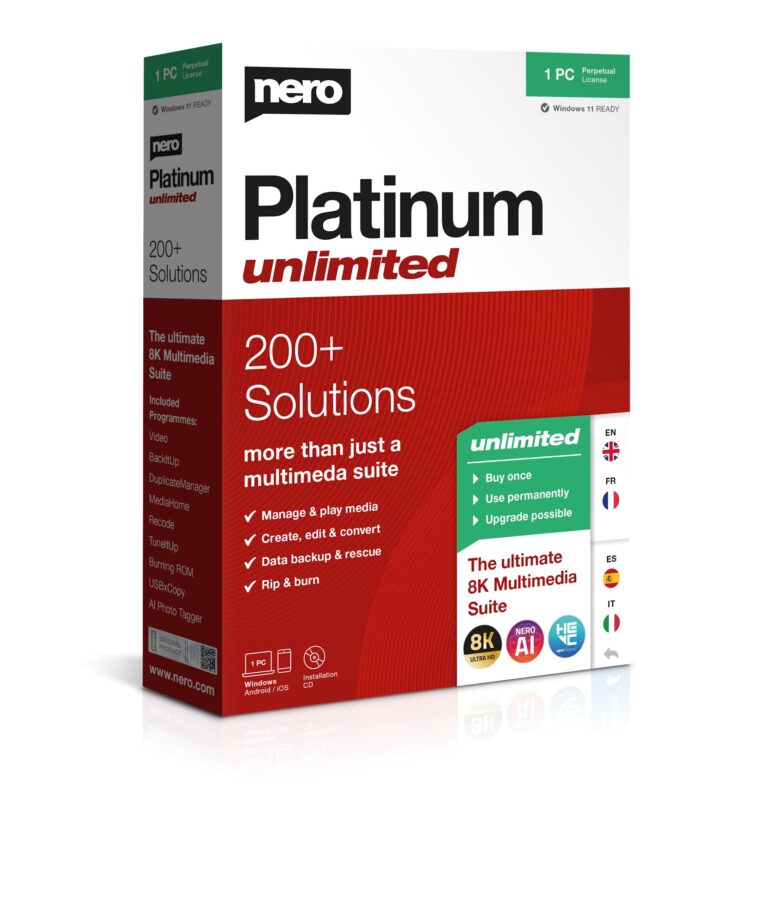 Nero Platinum Unlimited – Suite multimediale con supporto 8K
