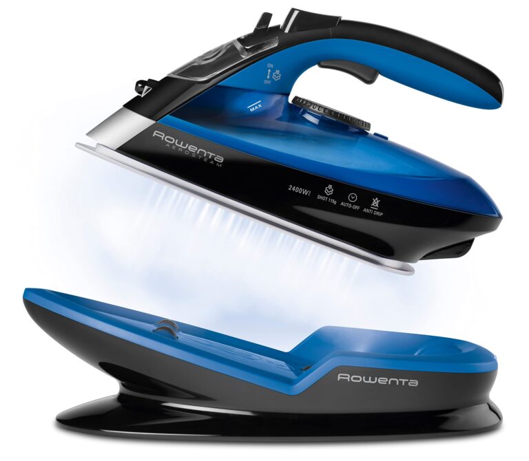 Rowenta De5010 Freemove Ferro da Stiro a Vapore senza Filo, 2400W, 250 Ml, Quantità di Vapore Variabile 120 G/Min, Nero/Blu
