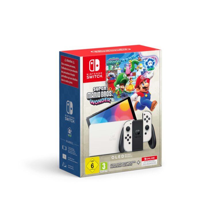Nintendo Switch OLED bianco + Super Mario Bros. Wonder e Switch Online 12 mesi
