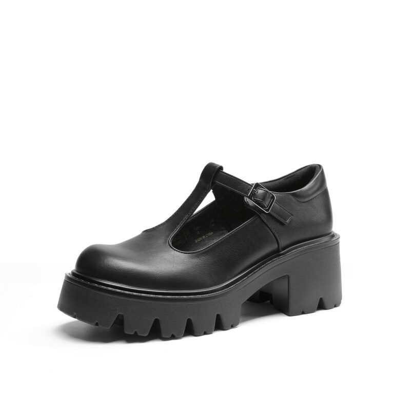 DREAM PAIRS Mary Jane plateau con cinturino a T e tacco grosso