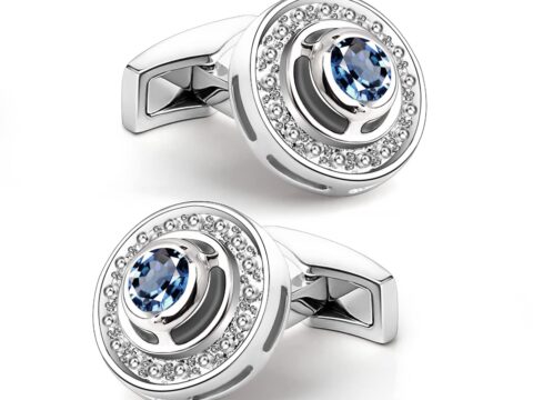 Mr.Van Gemelli Uomo Cristallo Blu Navy su Argento, Stile Elegante