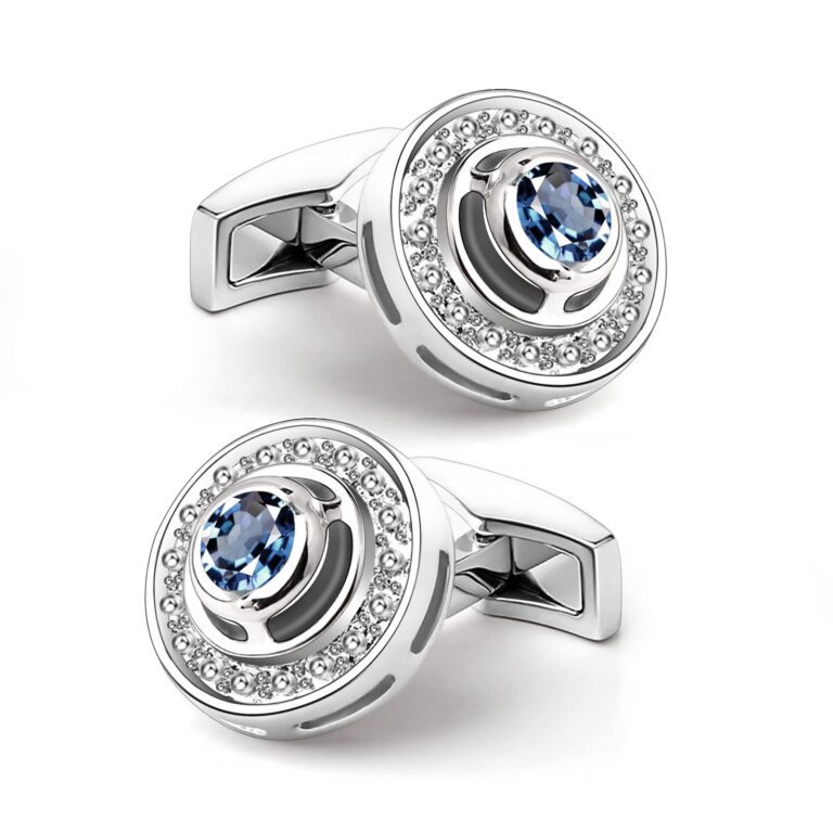 Mr.Van Gemelli Uomo Cristallo Blu Navy su Argento, Stile Elegante