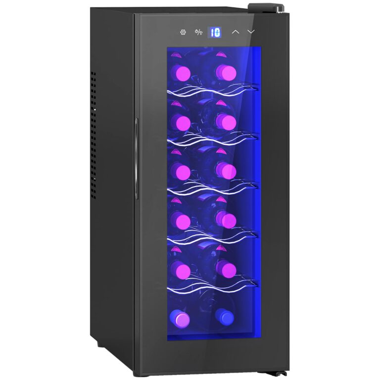 HOMCOM Cantinetta Vino 12 Bottiglie 34L con Vetro Anti-UV e Monotemperatura