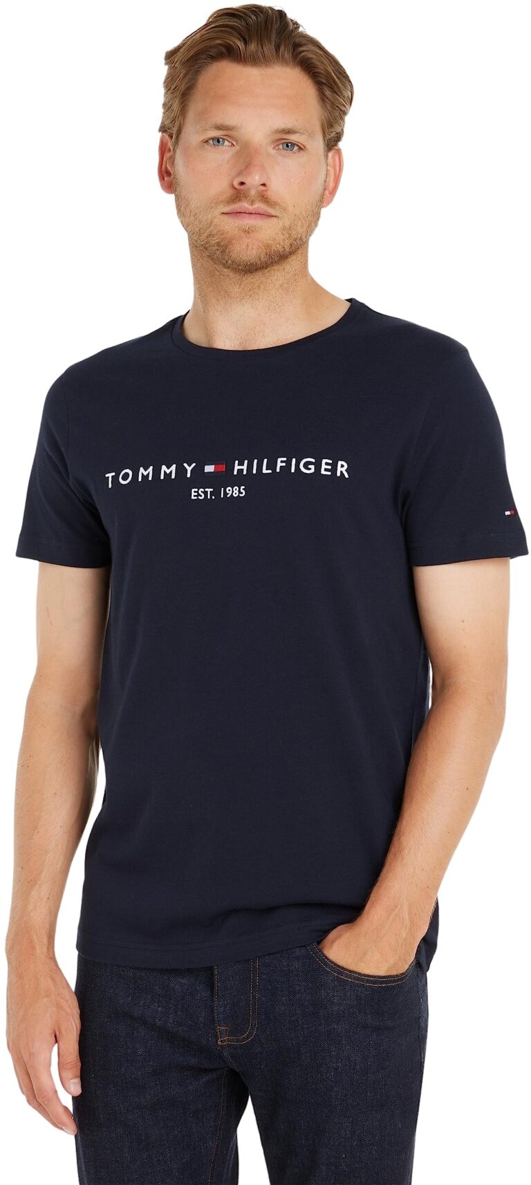 Tommy Hilfiger T-Shirt Uomo Core Logo Scollo Rotondo Maniche Corte