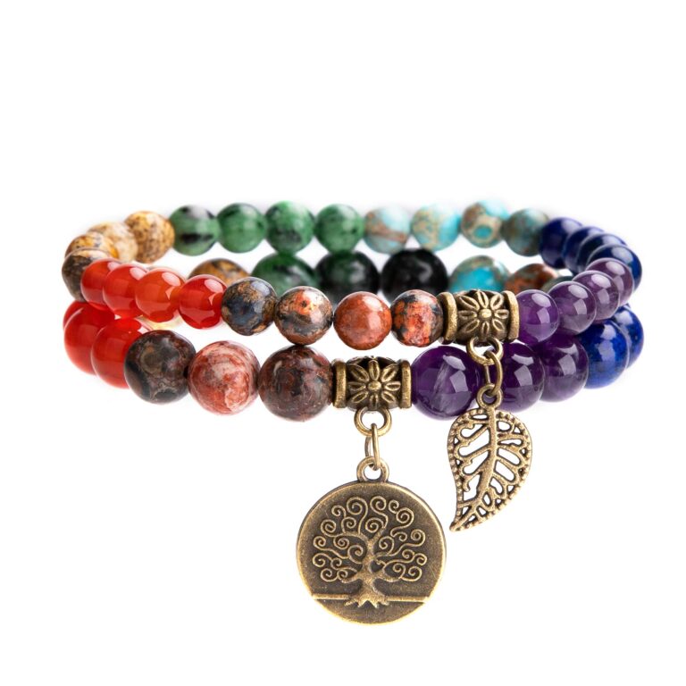 Farfume Bracciale Chakra Donna con Pietre Naturali Doppia Fila
