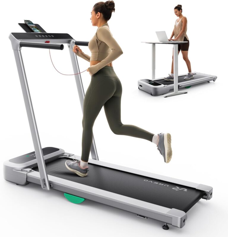 UREVO Tapis Roulant Elettrico Intelligente con App, 3 in 1 Tapirulan Pieghevole da Casa, Doppia A...