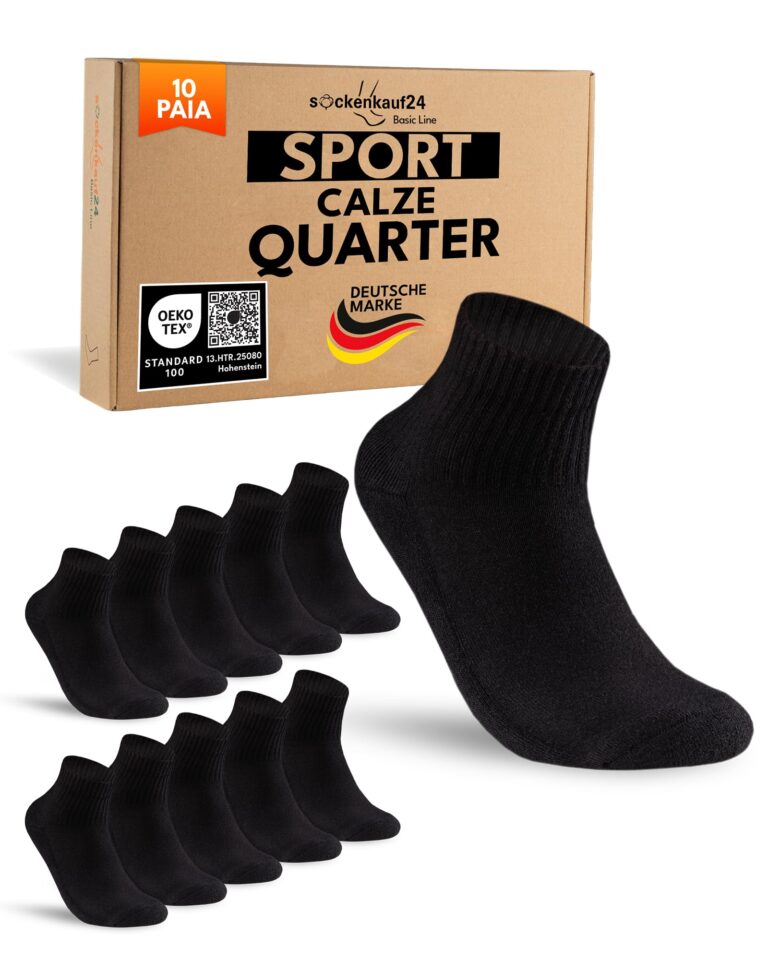 sockenkauf24 Calzini Sportivi Unisex con Spugna – Pacco da 10 paia