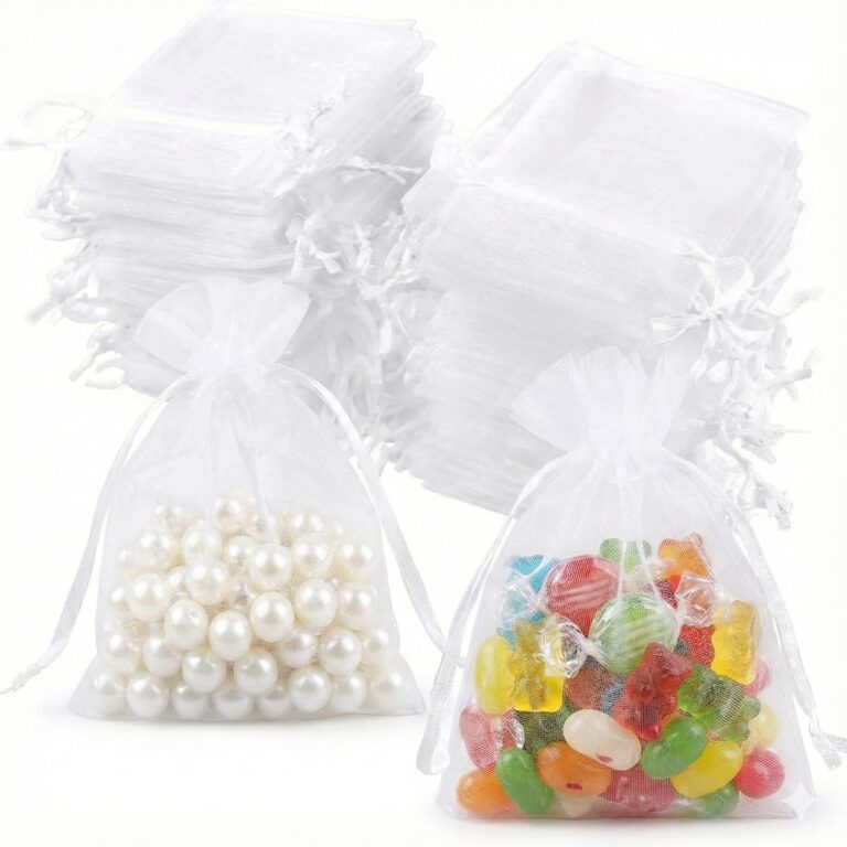 Carehabi Sacchetti in Organza 7x9 cm per Confetti e Gioielli – 100 pz