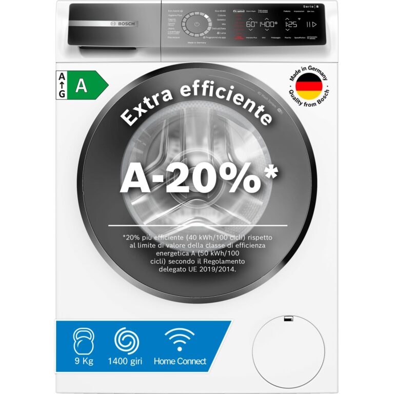 Bosch Serie 8 Lavatrice Smart 9 kg 1400 giri Efficienza A-20%