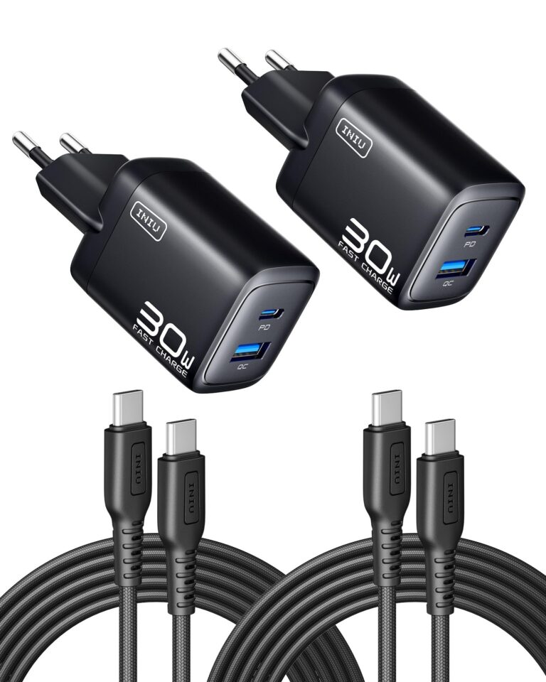 INIU Caricatore USB-C 30W GaN con cavo 60W (2 pezzi)