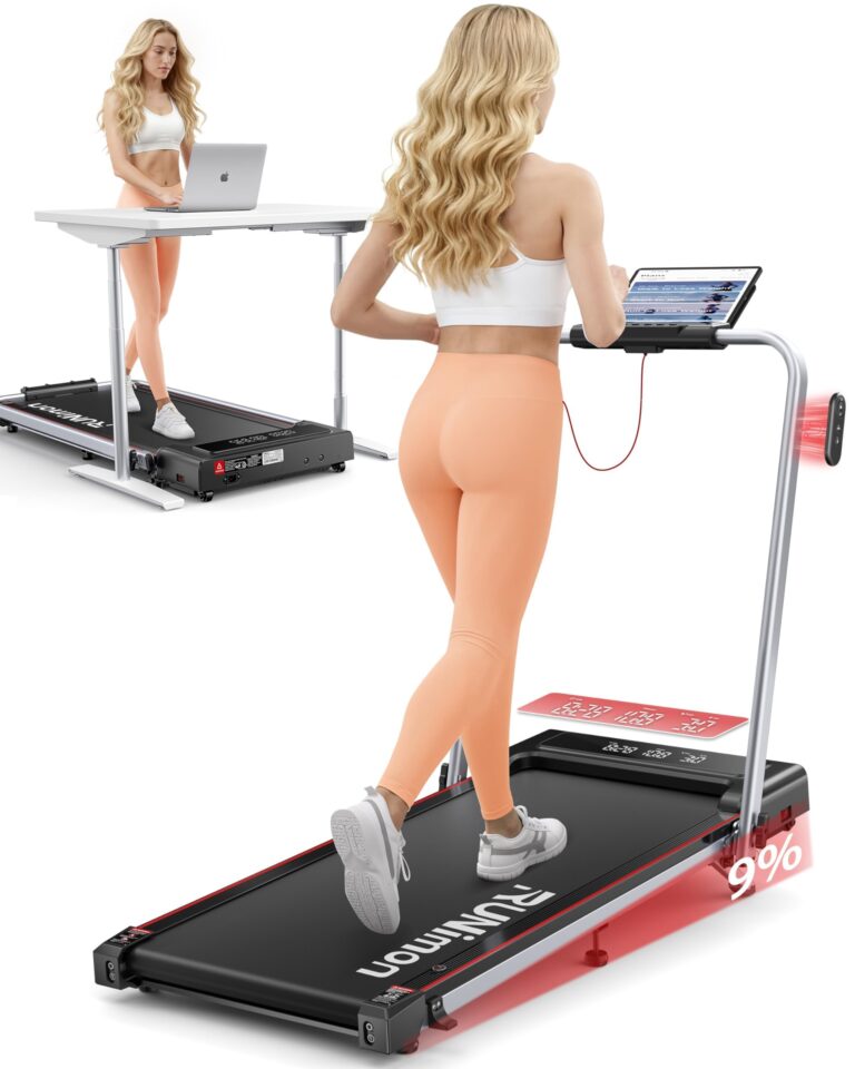 Tapis Roulant Elettrico Piehevole, 6 IN 1 Tapis Roulant Salvaspazio, Inclinazione 9%, 12 km/h, 2.5HP, Tapirulan con 2 Disp...