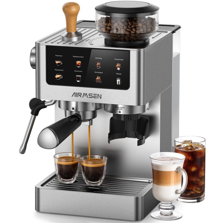 AIRMSEN 20 Bar Macchina per Caffè Espresso con Macinacaffè e Montalatte - Programmable, Compatibile con Caffe Freddo (Cold...