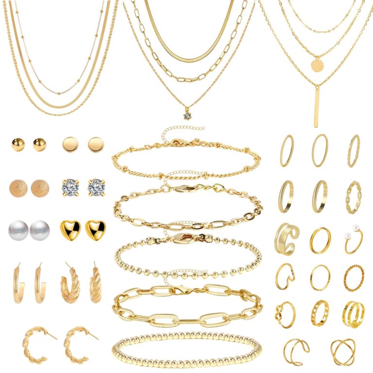 JSTHHTT parure 40 pezzi gioielli oro: collane, choker e bracciali estivi