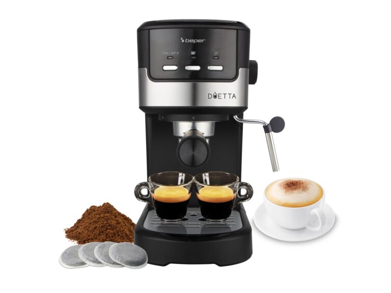 BEPER P101CAF100 Macchina caffè espresso Duetta, 1100W, Adatto a cialde e caffè in polvere, Macchinetta caffè con braccio ...