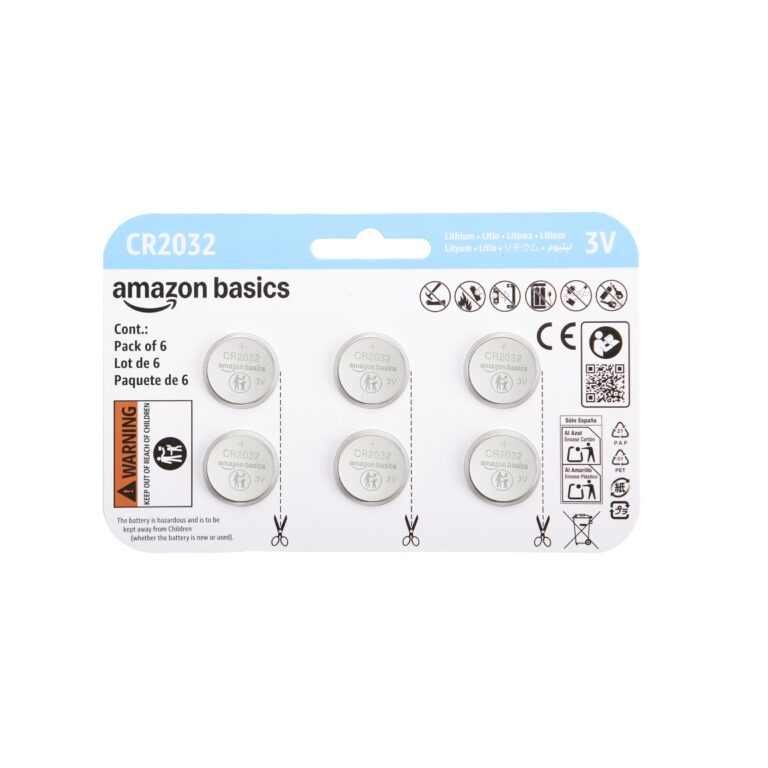 Amazon Basics CR2032 pile a bottone al litio 3V, confezione da 6