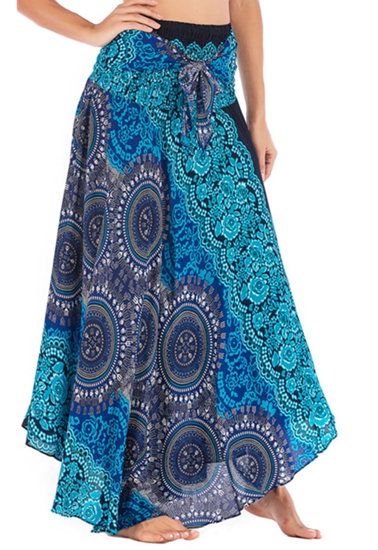 Adigaber - Gonna Lunga Maxi Pieghettata Bohemien 2 in 1