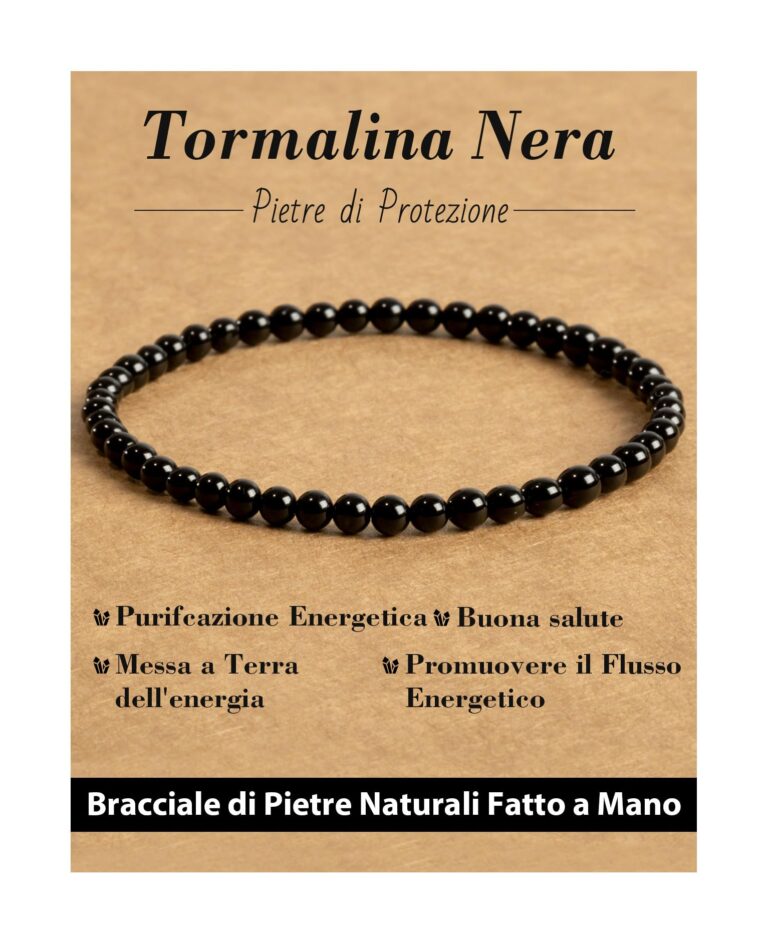 Landorilo Bracciale Pietre Naturali 4 mm Elastico Unisex