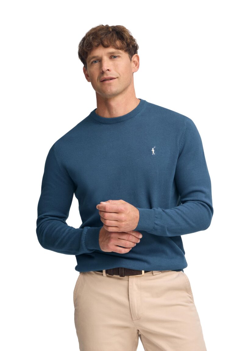 Polo Club Maglione da Uomo a Treccia con Logo e Scollo Tondo