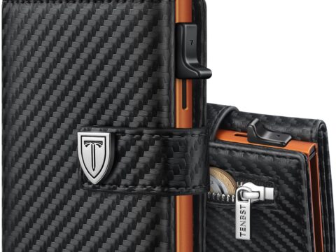 TENBST Pochette Uomo Ultrasottile con Protezione RFID e Portamonete