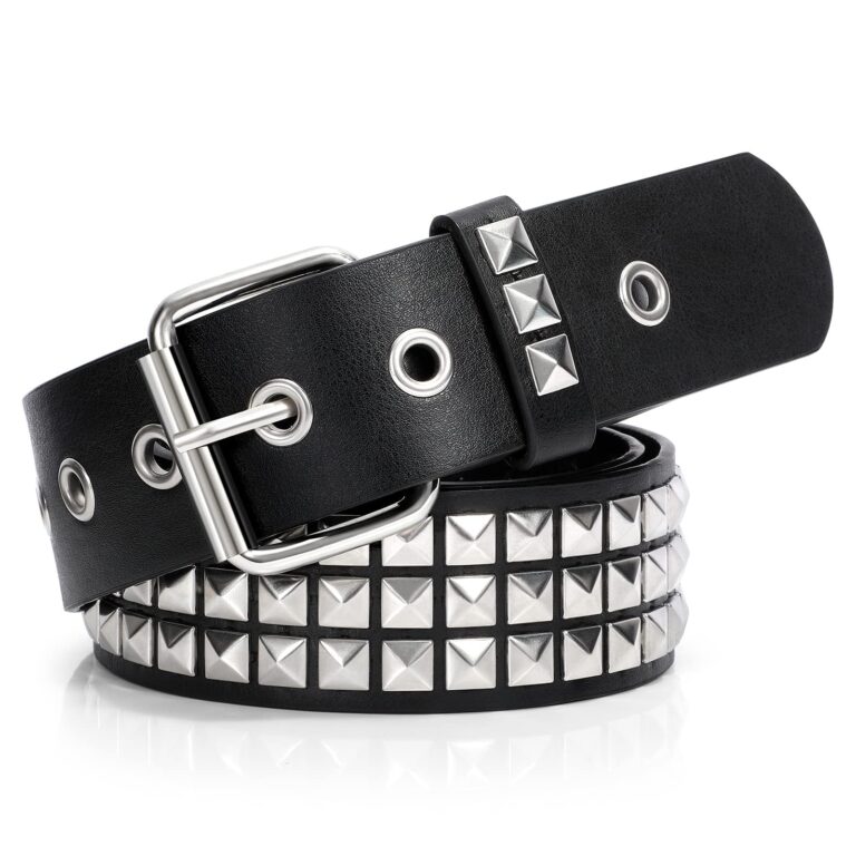 VONMELLI Cintura borchiata in pelle stile punk rock con rivetti