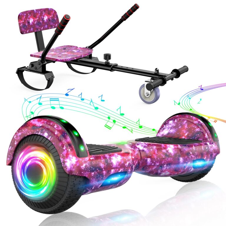 SISIGAD Hoverboard Kart, Hoverboard All Terreno Auto-bilanciato da 6.5" Pollici con Altoparlanti Bluetooth e Luci LED Hove...