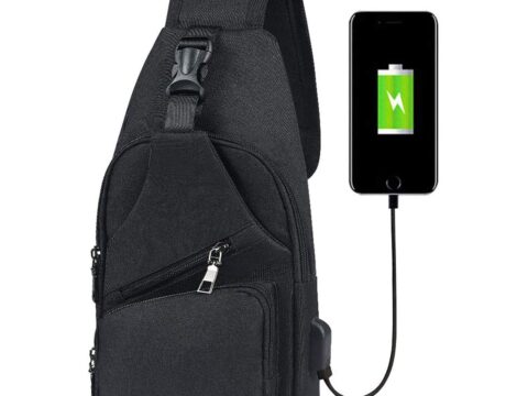 flintronic Zaino Monospalla con Cavo USB – Borsa a Spalla Uomo Borsello Tracolla