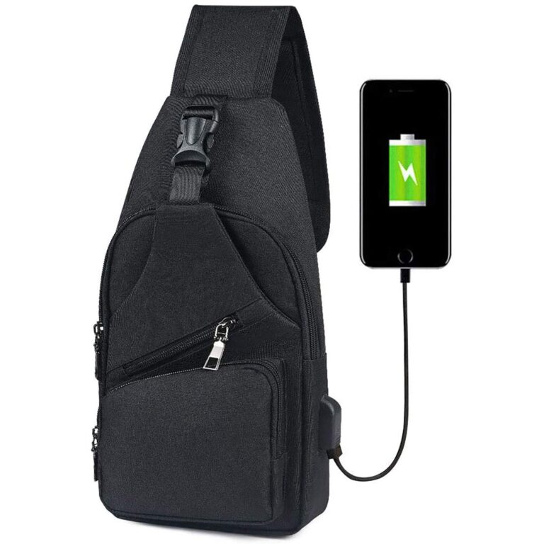 flintronic Zaino Monospalla con Cavo USB – Borsa a Spalla Uomo Borsello Tracolla