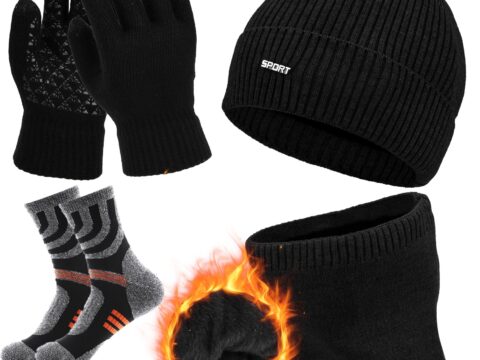 Aicerous Set Invernale 3 in 1 Berretto Scaldacollo Guanti Touch Screen