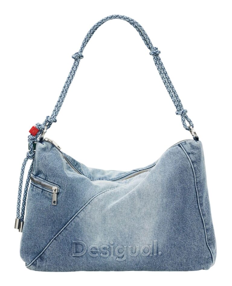 Desigual borsa a tracolla Half Logo Leiria 2.0 Shoulder Bag Denim Raw blu