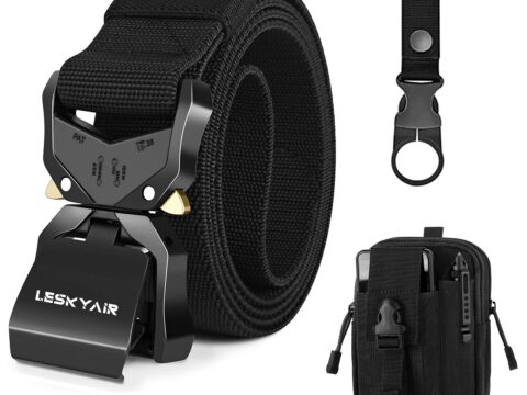 Leskyair Cintura tattica militare in nylon 1,5″ con sgancio rapido