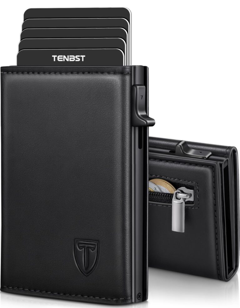 TENBST Portafoglio Uomo Slim in Pelle con Protezione RFID