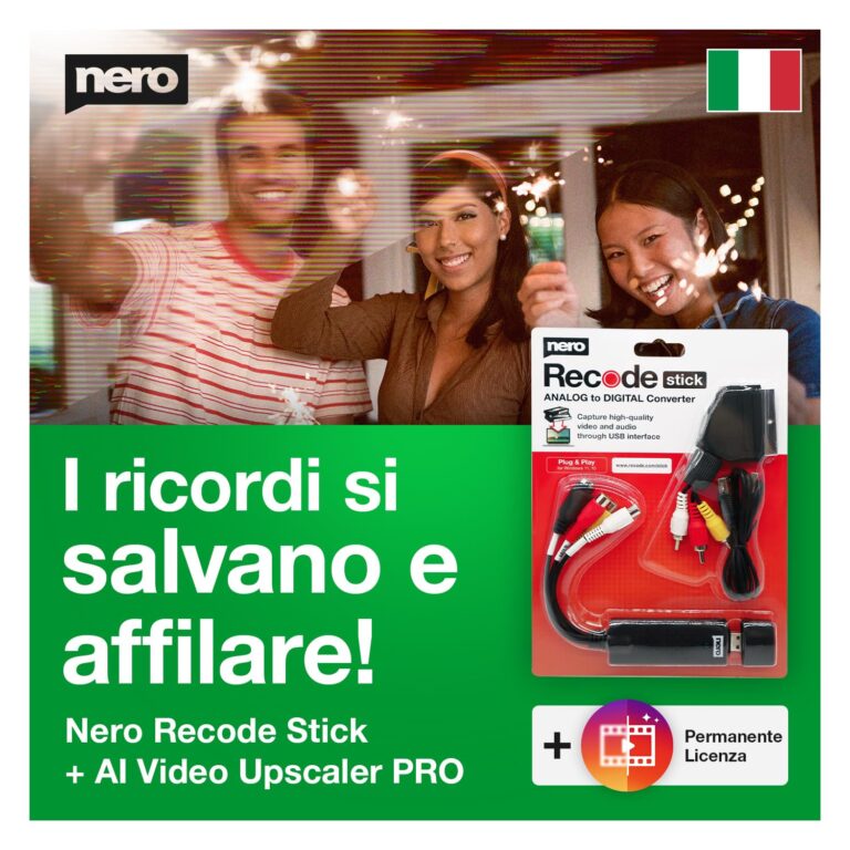 Nero VHS Video Grabber con adattatore SCART e AI Video Upscaler