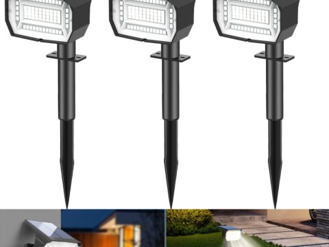 LOTMOS Kit 3 Faretti Solari da Giardino 72 LED IP67 3 Modalità