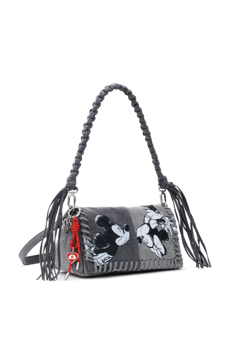 Desigual borsa a tracolla Mickey Kiss Naron Flap Bag Denim Light Grey grigio